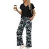 image:imageXIEERDUO Womens 2 Piece Sets Summer Beach Vacation Cruise Travel Outfits Printed Wide Leg Pant V Neck Cap Sleeve TopsResort Print