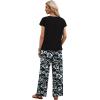 image:imageXIEERDUO Womens 2 Piece Sets Summer Beach Vacation Cruise Travel Outfits Printed Wide Leg Pant V Neck Cap Sleeve TopsResort Print