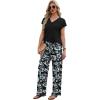 image:imageXIEERDUO Womens 2 Piece Sets Summer Beach Vacation Cruise Travel Outfits Printed Wide Leg Pant V Neck Cap Sleeve TopsResort Print