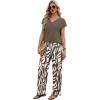 image:imageXIEERDUO Womens 2 Piece Sets Summer Beach Vacation Cruise Travel Outfits Printed Wide Leg Pant V Neck Cap Sleeve TopsZebra Stripes