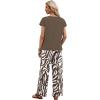 image:imageXIEERDUO Womens 2 Piece Sets Summer Beach Vacation Cruise Travel Outfits Printed Wide Leg Pant V Neck Cap Sleeve TopsZebra Stripes