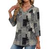 image:imageXIEERDUO 34 Length Sleeve Womens Tops V Neck T Shirts Summer Clothes Basic Blouses Dressy Casual 2026 Spring OutfitsPatternedgray Print