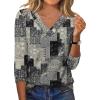 image:imageXIEERDUO 34 Length Sleeve Womens Tops V Neck T Shirts Summer Clothes Basic Blouses Dressy Casual 2026 Spring OutfitsPatternedgray Print