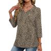 image:imageXIEERDUO 34 Length Sleeve Womens Tops V Neck T Shirts Summer Clothes Basic Blouses Dressy Casual 2026 Spring OutfitsPatternedleopard Print