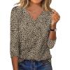 image:imageXIEERDUO 34 Length Sleeve Womens Tops V Neck T Shirts Summer Clothes Basic Blouses Dressy Casual 2026 Spring OutfitsPatternedleopard Print