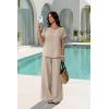 image:imageXIEERDUO Summer Sets For Women Linen Sets 2 Piece Matching Set Women Clothing Linen Pants Beach Vacation Outfits 2026Beige