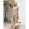 image:imageXIEERDUO Summer Sets For Women Linen Sets 2 Piece Matching Set Women Clothing Linen Pants Beach Vacation Outfits 2026Beige