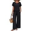image:imageXIEERDUO Summer Sets For Women Linen Sets 2 Piece Matching Set Women Clothing Linen Pants Beach Vacation Outfits 2026Black