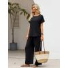 image:imageXIEERDUO Summer Sets For Women Linen Sets 2 Piece Matching Set Women Clothing Linen Pants Beach Vacation Outfits 2026Black
