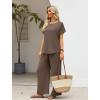image:imageXIEERDUO Summer Sets For Women Linen Sets 2 Piece Matching Set Women Clothing Linen Pants Beach Vacation Outfits 2026Brownkhaki