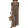 image:imageXIEERDUO Summer Sets For Women Linen Sets 2 Piece Matching Set Women Clothing Linen Pants Beach Vacation Outfits 2026Brownkhaki