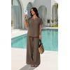 image:imageXIEERDUO Summer Sets For Women Linen Sets 2 Piece Matching Set Women Clothing Linen Pants Beach Vacation Outfits 2026Brownkhaki