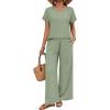 image:imageXIEERDUO Summer Sets For Women Linen Sets 2 Piece Matching Set Women Clothing Linen Pants Beach Vacation Outfits 2026Green