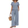 image:imageXIEERDUO Summer Sets For Women Linen Sets 2 Piece Matching Set Women Clothing Linen Pants Beach Vacation Outfits 2026Light Blue