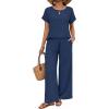 image:imageXIEERDUO Summer Sets For Women Linen Sets 2 Piece Matching Set Women Clothing Linen Pants Beach Vacation Outfits 2026Navy
