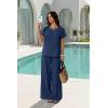image:imageXIEERDUO Summer Sets For Women Linen Sets 2 Piece Matching Set Women Clothing Linen Pants Beach Vacation Outfits 2026Navy