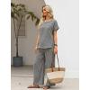 image:imageXIEERDUO Summer Sets For Women Linen Sets 2 Piece Matching Set Women Clothing Linen Pants Beach Vacation Outfits 2026Plaid