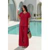 image:imageXIEERDUO Summer Sets For Women Linen Sets 2 Piece Matching Set Women Clothing Linen Pants Beach Vacation Outfits 2026Red