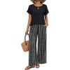 image:imageXIEERDUO Summer Sets For Women Linen Sets 2 Piece Matching Set Women Clothing Linen Pants Beach Vacation Outfits 2026Stripe