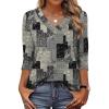 image:imageXIEERDUO 34 Length Sleeve Womens Tops V Neck T Shirts Summer Clothes Basic Blouses Dressy Casual 2026 Spring OutfitsPatternedgray Print