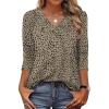 image:imageXIEERDUO 34 Length Sleeve Womens Tops V Neck T Shirts Summer Clothes Basic Blouses Dressy Casual 2026 Spring OutfitsPatternedleopard Print