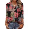 image:imageXIEERDUO 34 Length Sleeve Womens Tops V Neck T Shirts Summer Clothes Basic Blouses Dressy Casual 2026 Spring OutfitsPatternedpink Leafs