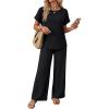 image:imageXIEERDUO Summer Sets For Women Linen Sets 2 Piece Matching Set Women Clothing Linen Pants Beach Vacation Outfits 2026Black