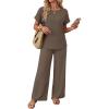 image:imageXIEERDUO Summer Sets For Women Linen Sets 2 Piece Matching Set Women Clothing Linen Pants Beach Vacation Outfits 2026Brownkhaki