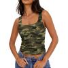 image:imageXIEERDUO Womens Square Neck Fitted Tank Tops Slim Fit Shirts 2026 Basic Spring Summer Camo S