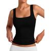 image:imageXIEERDUO Womens Square Neck Fitted Tank Tops Slim Fit Shirts 2026 Basic Workout Shirts Spring Summer Outfits Fashion ClothingA Cropped Tank Top Black