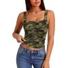 image:imageXIEERDUO Womens Square Neck Fitted Tank Tops Slim Fit Shirts 2026 Basic Workout Shirts Spring Summer Outfits Fashion ClothingA Cropped Tank Top Camo