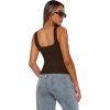 image:imageXIEERDUO Womens Square Neck Fitted Tank Tops Slim Fit Shirts 2026 Basic Workout Shirts Spring Summer Outfits Fashion ClothingA Cropped Tank Top Coffee