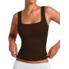 image:imageXIEERDUO Womens Square Neck Fitted Tank Tops Slim Fit Shirts 2026 Basic Workout Shirts Spring Summer Outfits Fashion ClothingA Cropped Tank Top Coffee