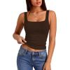 image:imageXIEERDUO Womens Square Neck Fitted Tank Tops Slim Fit Shirts 2026 Basic Workout Shirts Spring Summer Outfits Fashion ClothingA Cropped Tank Top Coffee