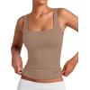 image:imageXIEERDUO Womens Square Neck Fitted Tank Tops Slim Fit Shirts 2026 Basic Workout Shirts Spring Summer Outfits Fashion ClothingA Cropped Tank Top Khaki