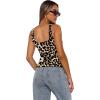 image:imageXIEERDUO Womens Square Neck Fitted Tank Tops Slim Fit Shirts 2026 Basic Workout Shirts Spring Summer Outfits Fashion ClothingA Cropped Tank Top Leopard