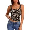 image:imageXIEERDUO Womens Square Neck Fitted Tank Tops Slim Fit Shirts 2026 Basic Workout Shirts Spring Summer Outfits Fashion ClothingA Cropped Tank Top Leopard