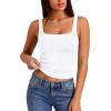 image:imageXIEERDUO Womens Square Neck Fitted Tank Tops Slim Fit Shirts 2026 Basic Workout Shirts Spring Summer Outfits Fashion ClothingA Cropped Tank Top White