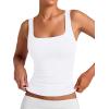 image:imageXIEERDUO Womens Square Neck Fitted Tank Tops Slim Fit Shirts 2026 Basic Workout Shirts Spring Summer Outfits Fashion ClothingA Cropped Tank Top White