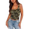 image:imageXIEERDUO Womens Square Neck Fitted Tank Tops Slim Fit Shirts 2026 Basic Workout Shirts Spring Summer Outfits Fashion ClothingA Cropped Tank Top Camo