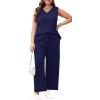 image:imageXIEERDUO Two Piece Sets for Women Summer Vacation Travel Outfits V Neck Lounge Matching SetsB Navy Blue