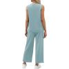 image:imageXIEERDUO Two Piece Sets for Women Summer Vacation Travel Outfits V Neck Lounge Matching SetsC Turquoise