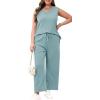 image:imageXIEERDUO Two Piece Sets for Women Summer Vacation Travel Outfits V Neck Lounge Matching SetsC Turquoise
