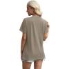 image:imageXIEERDUO Womens Summer Tops 2026 Pleated Round Neck Short Sleeve Shirts Business CasualBrown