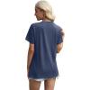 image:imageXIEERDUO Womens Summer Tops 2026 Pleated Round Neck Short Sleeve Shirts Business CasualNavy