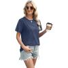 image:imageXIEERDUO Womens Summer Tops 2026 Pleated Round Neck Short Sleeve Shirts Business CasualNavy