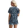 image:imageXIEERDUO Womens Summer Tops 2026 Pleated Round Neck Short Sleeve Shirts Business CasualZ Black Leopard