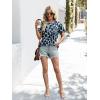 image:imageXIEERDUO Womens Summer Tops 2026 Pleated Round Neck Short Sleeve Shirts Business CasualZ Black Leopard