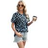 image:imageXIEERDUO Womens Summer Tops 2026 Pleated Round Neck Short Sleeve Shirts Business CasualZ Black Leopard