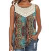 image:imageXIEERDUO Womens Tank Tops Sleeveless Lace Crochet Boho Tops Loose Fit Pleated Tunics Crewneck Summer Vacation Outfits FlowyPatternedboho Print